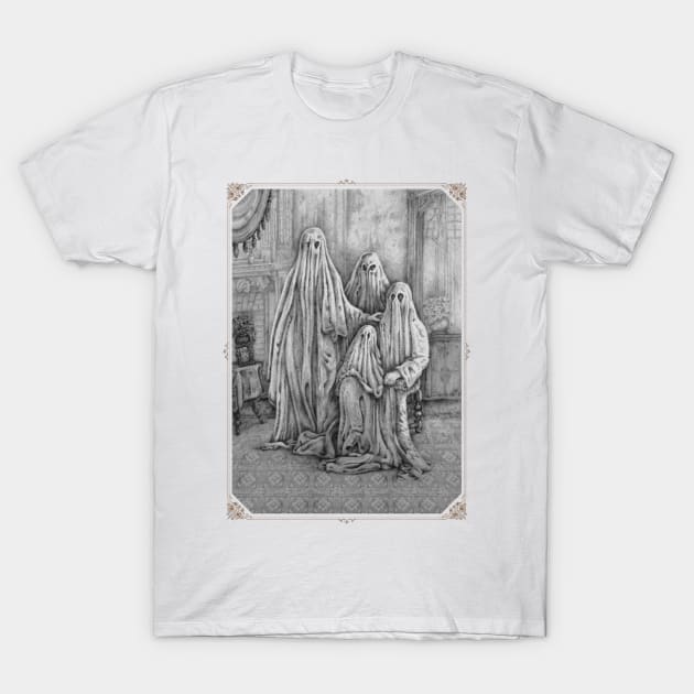 Ghost Family Portrait T-Shirt by SlipperyJack